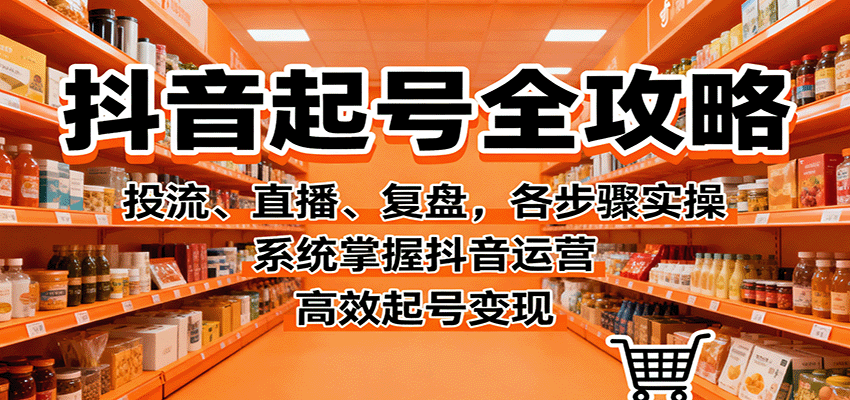 抖音起号全攻略，投流、直播、复盘，各步骤实操，系统掌握抖音运营，高效起号变现-课程网