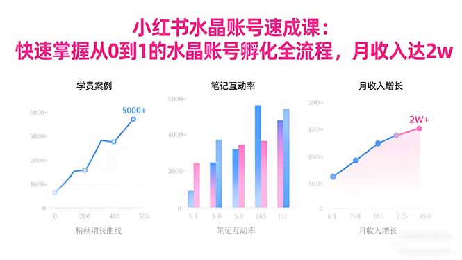 2025小红书水晶账号速成课：快速掌握从0-1水晶账号孵化全流程，月收入达2w-课程网