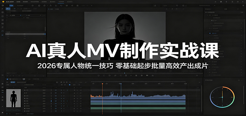 AI真人MV制作实战课：2026专属人物统一技巧，零基础起步批量高效产出成片-课程网