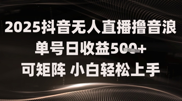 2025抖音无人直播撸音浪单号日收益5张+可矩阵，小白轻松上手-课程网