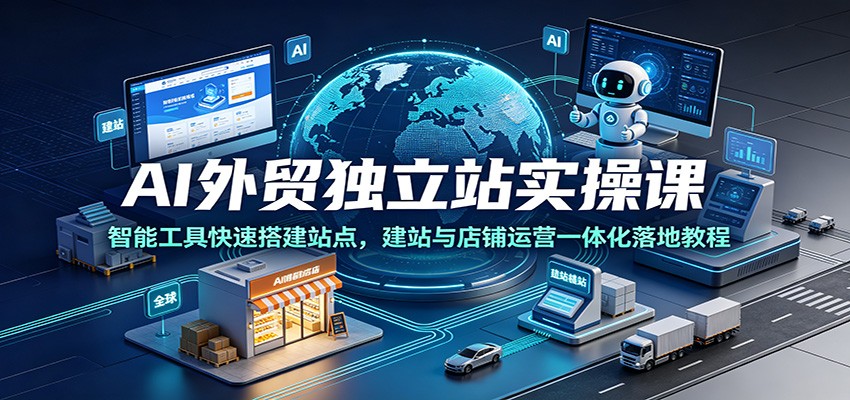 AI外贸独立站实操课：智能工具快速搭建站点，建站与店铺运营一体化落地教程-课程网
