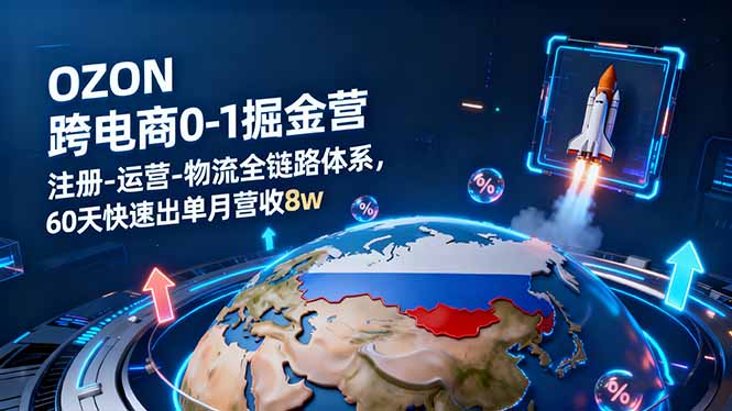 OZON跨境电商0-1掘金营：注册-运营-物流全链路体系，60天快速出单月营收8w-课程网