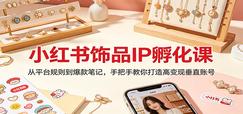 小红书饰品IP孵化课：从平台规则到爆款笔记，手把手教你打造高变现垂直账号-课程网