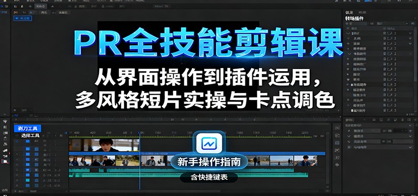 PR全技能剪辑课：从界面操作到插件运用，多风格短片实操与卡点调色-课程网