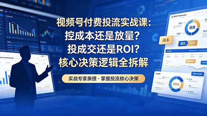 （18462期）视频号付费投流实战课-5月：控成本还是放量？投成交还是ROI？核心决策逻辑全拆解-课程网