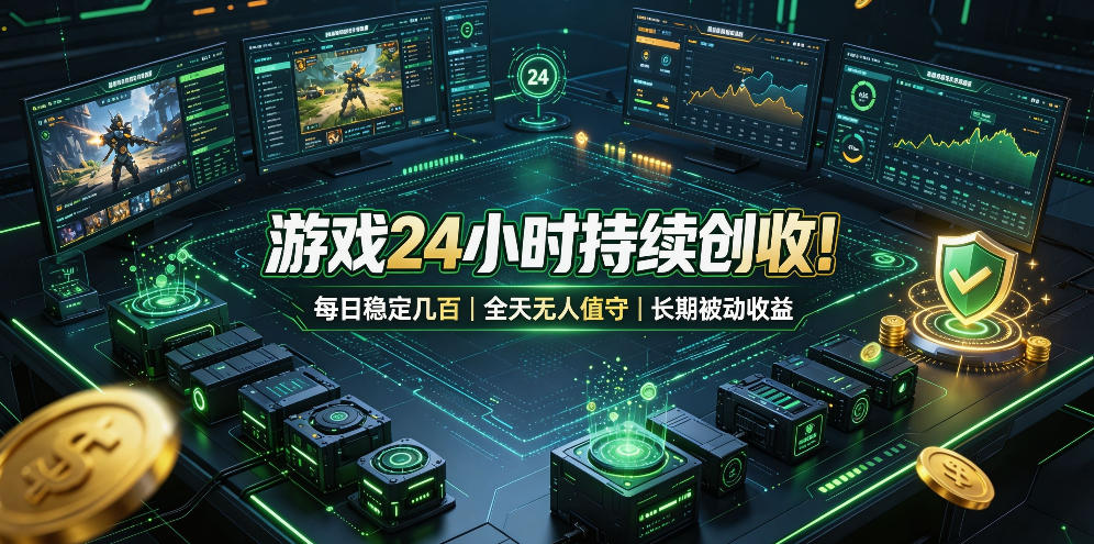游戏24小时持续创收！每日稳定几百，全天无人值守，长期被动收益【揭秘】-课程网