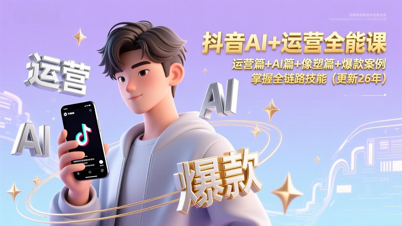 抖音AI+运营全能课，运营篇+AI篇+像塑篇+爆款案例，掌握全链路技能(更新26年-课程网