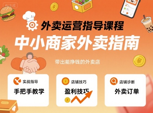 外卖运营指导课程，中小商家外卖指南，手把手带出能挣钱的外卖店-课程网