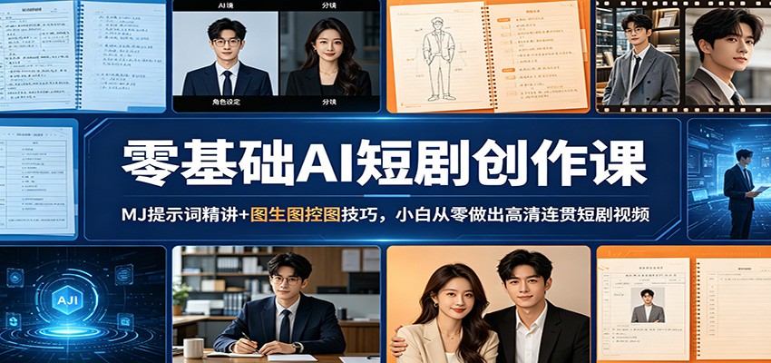 零基础AI短剧创作课：MJ提示词精讲+图生图控图技巧，小白从零做出高清连贯短剧视频-课程网