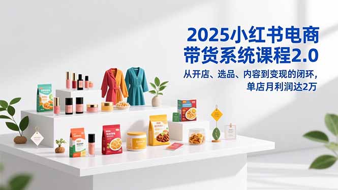 2025小红书电商带货系统课程2.0，从开店、选品、内容到变现的闭环，单店月利润达2万-课程网