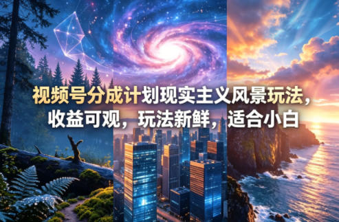 视频号分成计划现实主义风景玩法，收益可观，玩法新鲜，适合小白-课程网