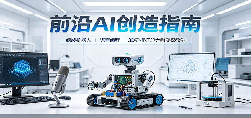 前沿AI创造指南：组装机器人、语音编程、3D建模打印大咖实操教学-课程网