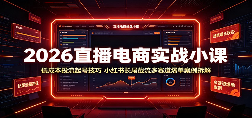 2026直播电商实战小课：低成本投流起号技巧，小红书长尾截流多赛道爆单案例拆解-课程网