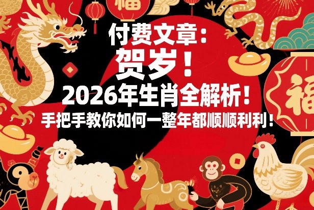 付费文章：贺岁！2026年生肖全解析！手把手教你如何一整年都顺顺利利！-课程网