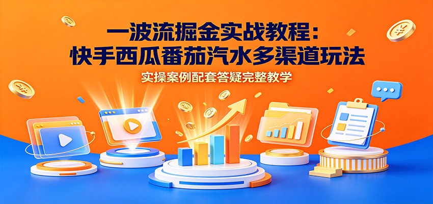 一波流掘金实战教程：快手西瓜番茄汽水多渠道玩法，实操案例配套答疑完整教学-课程网
