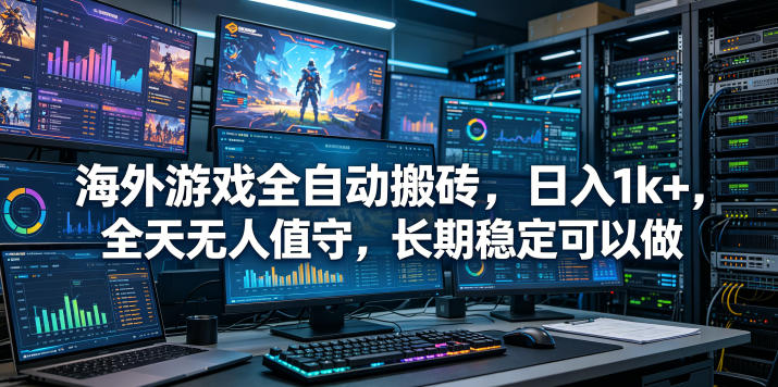 海外游戏全自动搬砖项目，日入1k+，全天无人值守，长期稳定可以做【揭秘】-课程网