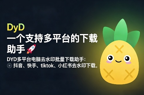DYD多平台电脑去水印批量下载助手：抖音、快手、tiktok、小红书去水印下载-课程网