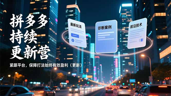 拼多多持续更新营，最新玩法、诊断案例、前沿技术，紧跟平台，保障打法始终有效盈利(更新-课程网
