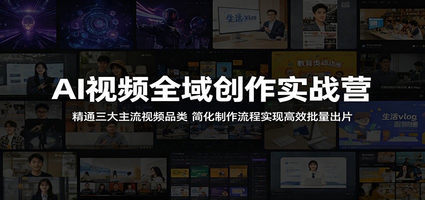 AI视频全域创作实战营：精通三大主流视频品类，简化制作流程实现高效批量出片-课程网