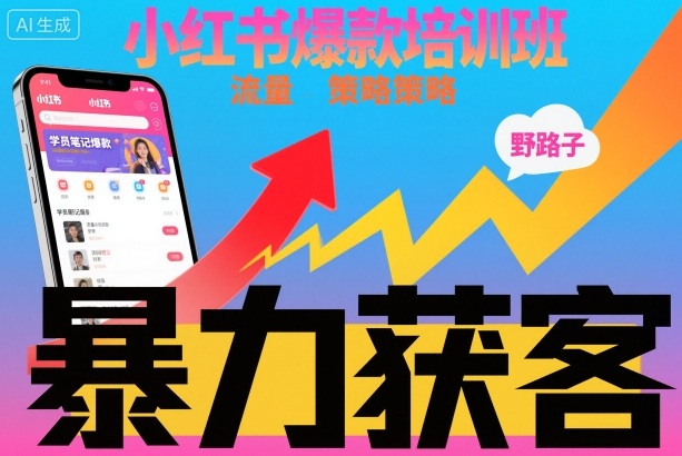 小红书爆款培训班，小红书获客野路子流量打法，暴力持续获客-课程网