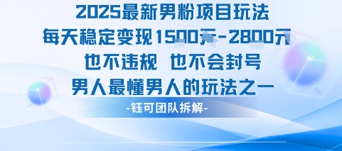 2025最新男粉项目玩法每天变现1k+也不违规也不会封号男人最懂男人的玩法-课程网
