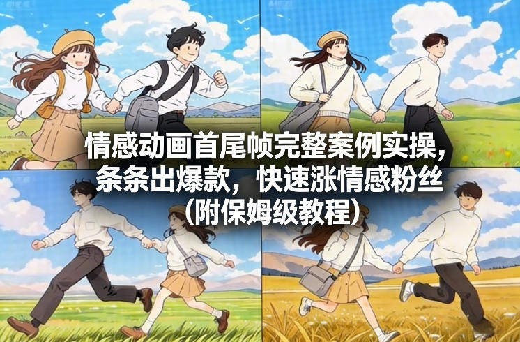 情感动画首尾帧完整案例实操，条条出爆款，快速涨情感粉丝（附保姆级教程）-课程网
