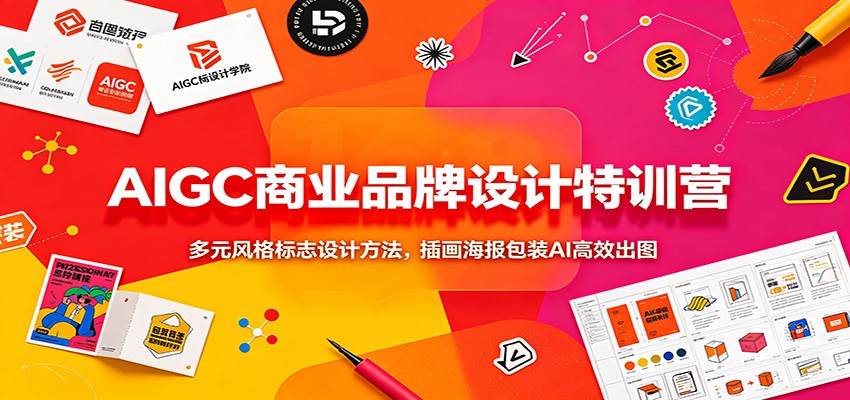 AIGC商业品牌设计特训营：多元风格标志设计方法，插画海报包装AI高效出图-课程网