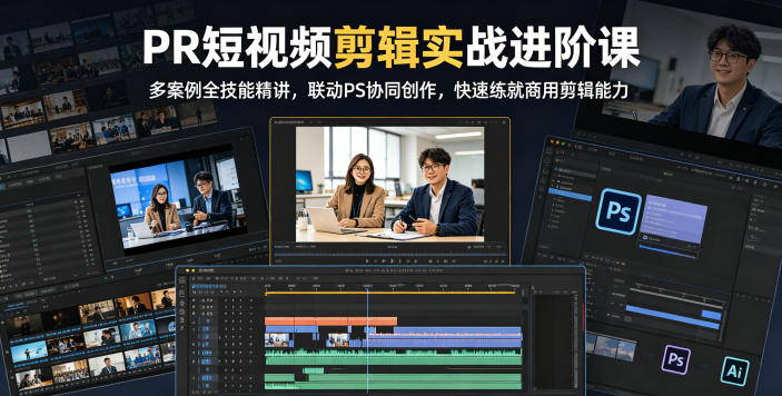 PR短视频剪辑实战进阶课，多案例全技能精讲，联动PS协同创作，快速练就商用剪辑能力-课程网