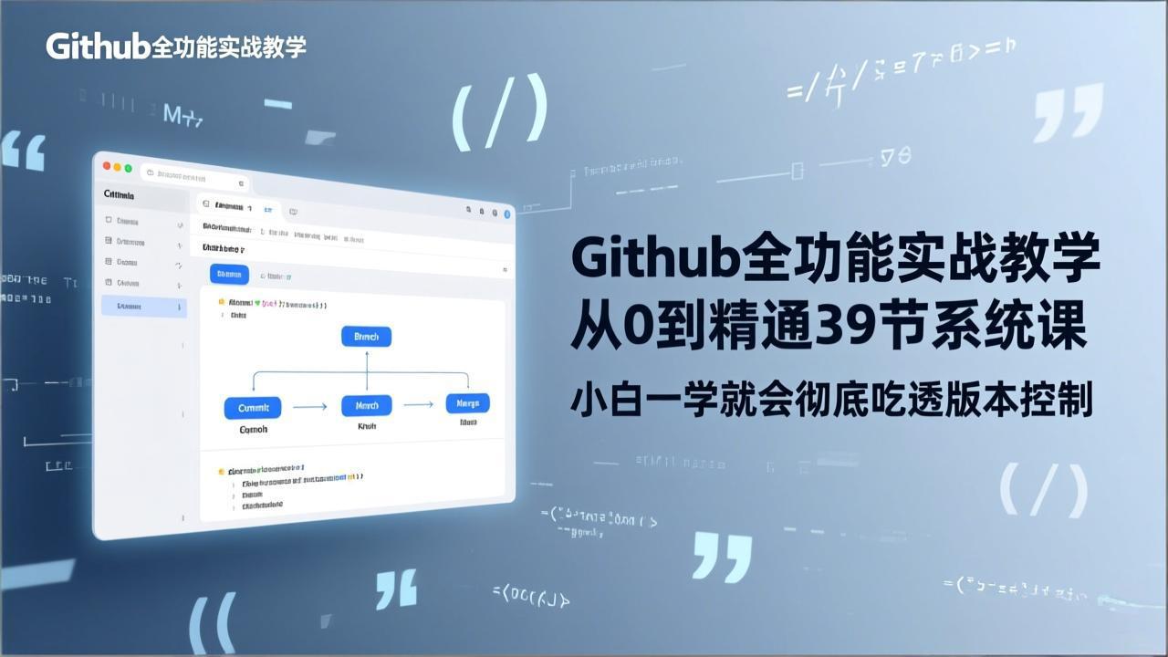 GitHub-全功能实战教学，从0到精通39节系统课，小白一学就会彻底吃透版本控制-课程网