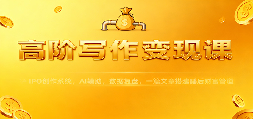 高阶写作变现课：IPO创作系统，AI辅助，数据复盘，一篇文章搭建睡后财富管道-课程网