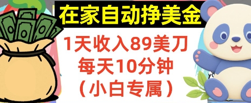 在家自动挣美金，1天收入89刀，每天10分钟，小白专属，长期的被动收入-课程网