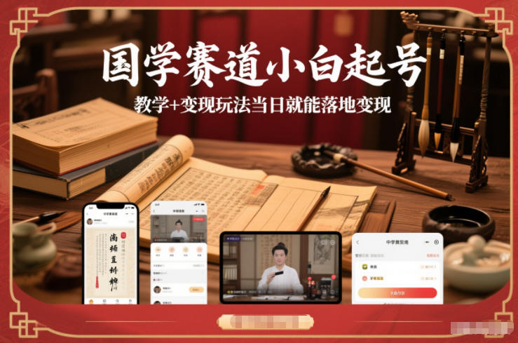 国学赛道小白起号教学+变现玩法当日就能落地变现-课程网