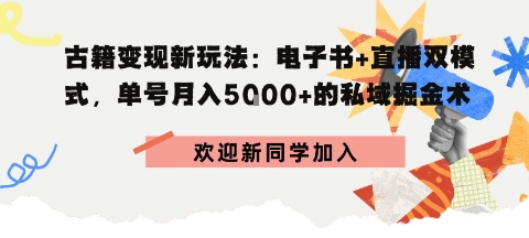 冷门暴利，超低成本复制古籍电子书，精准引流私域月销200+单-课程网
