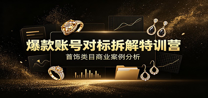 爆款账号对标拆解特训营：首饰类目商业案例分析，配套完整资料内容-课程网