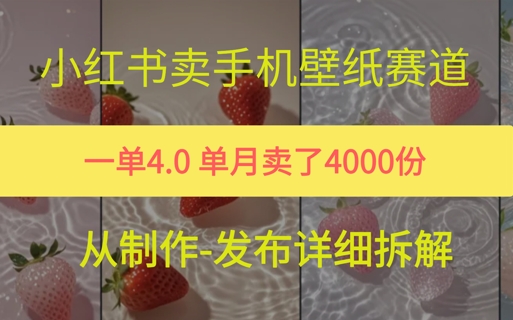 小红薯手机壁纸变现，4块钱一张的图，单月卖了5000份-课程网