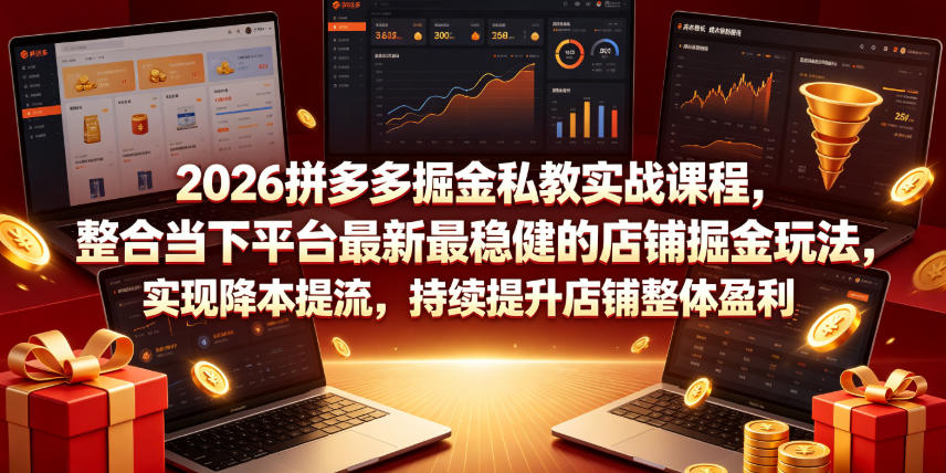 2026拼多多掘金私教实战课程，整合当下平台最新最稳健的店铺掘金玩法，实现降本提流，持续提升店铺整体盈利-课程网