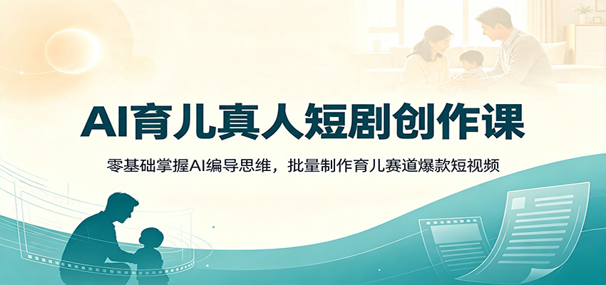 AI育儿真人短剧创作课：零基础掌握AI编导思维，批量制作育儿赛道爆款短视频-课程网