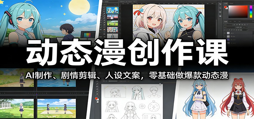 动态漫创作课：AI制作、剧情剪辑、人设文案，零基础做爆款动态漫-课程网