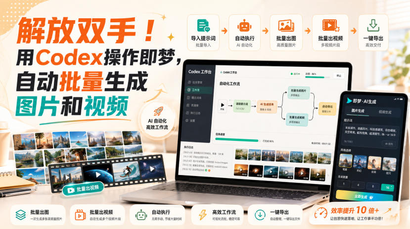解放双手！用Codex操作即梦，自动批量生成图片和视频-课程网
