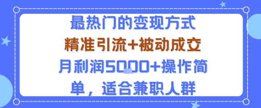 小众赛道玩法：当下最热门的变现方式，精准引流+被动成交月利润5k+操作简单，适合兼职人群-课程网