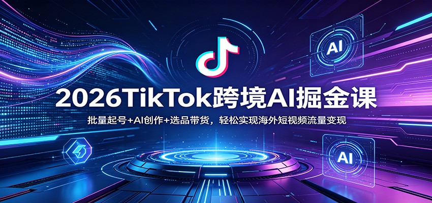 2026TikTok跨境AI掘金课：批量起号+AI创作+选品带货，轻松实现海外短视频流量变现-课程网