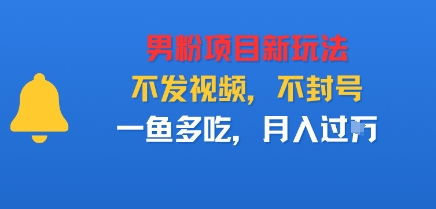 男粉项目新玩法，不发视频，不封号，一鱼多吃，月入过W-课程网