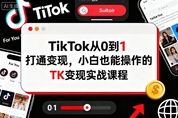 TikTok从0到1打通变现，小白也能操作的TK变现实战课程-课程网