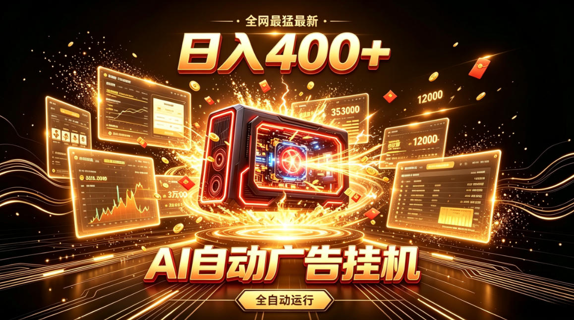 全网最猛最新的AI自动广告挂G，狠收益日入400+，真正做到躺賺式变现【揭秘】-课程网