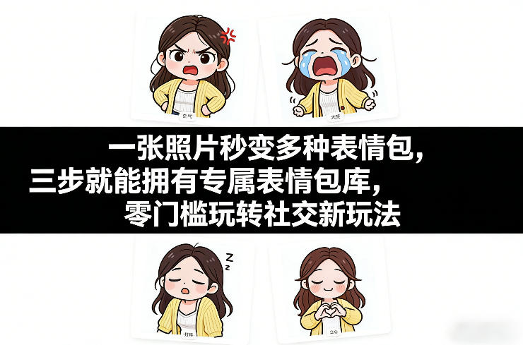 一张照片秒变多种表情包，三步就能拥有专属表情包库，零门槛玩转社交新玩法【文档】-课程网
