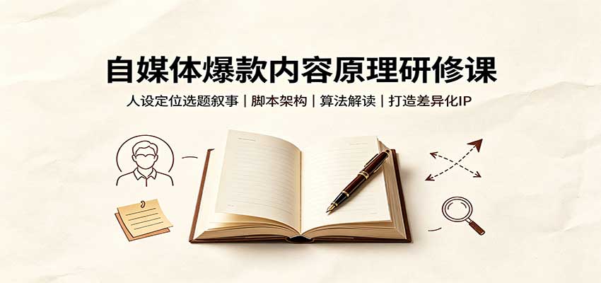 自媒体爆款内容原理研修课：人设定位选题叙事，脚本架构，算法解读打造差异化IP-课程网