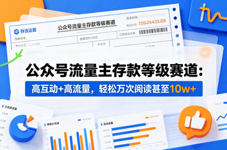 公众号流量主之存款等级赛道，高互动+高流量，轻松达到万次阅读，甚至10w+-课程网