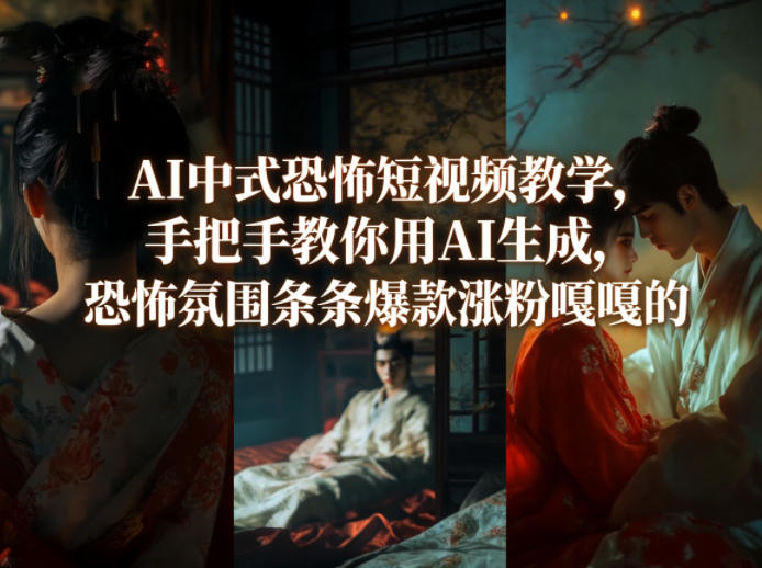 AI中式恐怖短视频教学，手把手教你用AI生成，恐怖氛围条条爆款涨粉嘎嘎的-课程网