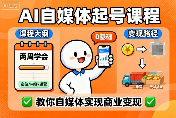 AI自媒体起号课程，0基础小白两周学会，教你自媒体实现商业变现-课程网