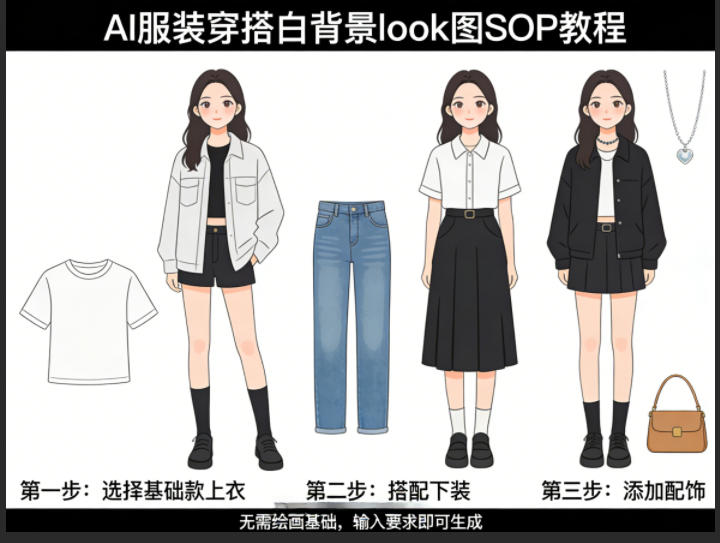 AI服装穿搭白背景look图SOP教程，不用会画画，提几句具体要求，AI就能还你一个奇迹-课程网